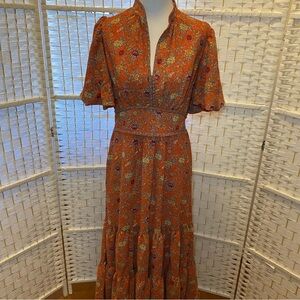 Max Studio, London Vibrant Orange Floral Maxi Dress